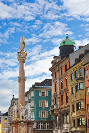 Our Lady statue at old town in Innsbruck Austria - architecture backgroundのeditorial素材