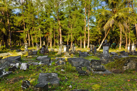 Old cemetery at Seychelles - travel backgroundの写真素材