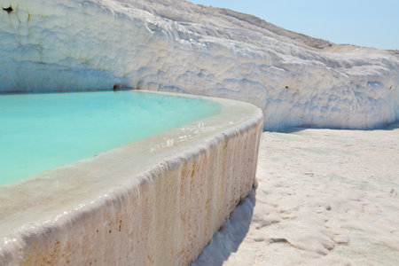 Travertine pools and terraces - Pamukkale Turkeyの写真素材