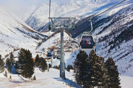 Mountain ski resort Obergurgl Austria - nature and sport backgroundの写真素材