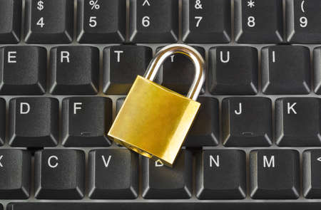 Computer keyboard and lock - technology security concept