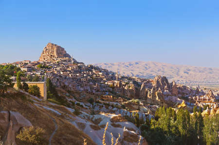 Uchisar Castle in Cappadocia Turkey - travel backgroundのeditorial素材
