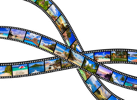 Frames of film - nature and travel  my photos  isolated on white backgroundの写真素材