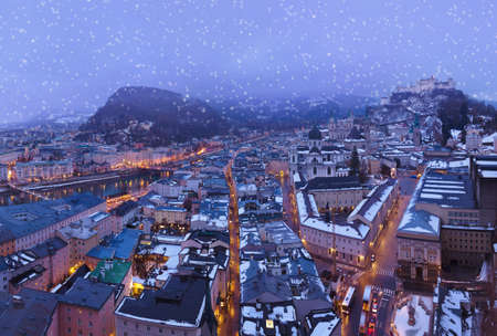 Salzburg Austria at winter - architecture backgroundの写真素材
