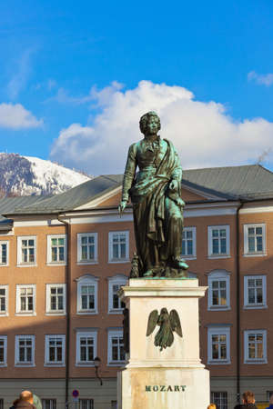 Mozart statue in Salzburg Austria - architecture backgroundの写真素材