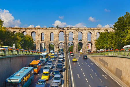 Car traffic at Istanbul Turkey - transportation backgroundのeditorial素材