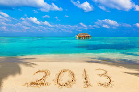 Numbers 2013 on beach - concept holiday backgroundのeditorial素材