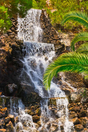 Waterfall in Loutraki, Greece - nature travel backgroundの写真素材