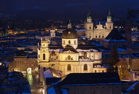 Salzburg Austria at sunset - architecturel backgroundの写真素材