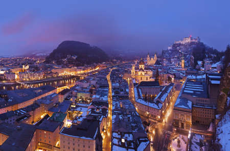 Salzburg Austria at winter - architecture backgroundの写真素材
