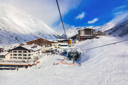 Mountain ski resort Obergurgl Austria - nature and sport backgroundのeditorial素材