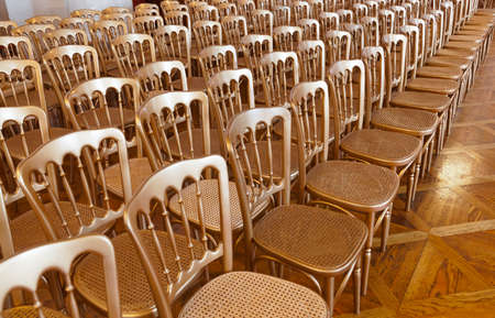 Rows of chairs - meeting backgroundの写真素材