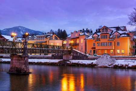 Spa resort Bad Ischl Austria at sunset - nature and architecture backgroundの写真素材