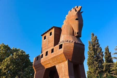 Trojan Horse at Troy Turkey - travel backgroundのeditorial素材