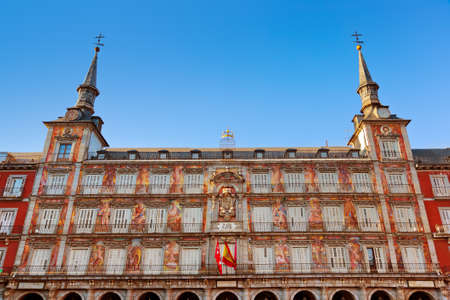 Mayor Plaza in the center of Madrid Spainの写真素材