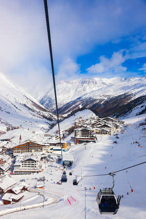 Mountain ski resort Obergurgl Austria - nature and sport backgroundのeditorial素材