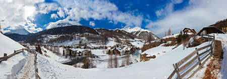 Mountains ski resort Solden Austria - nature and architecture backgroundの写真素材