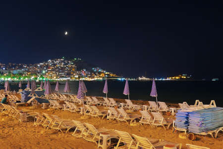Night view of Kusadasi Turkey - travel backgroundの写真素材