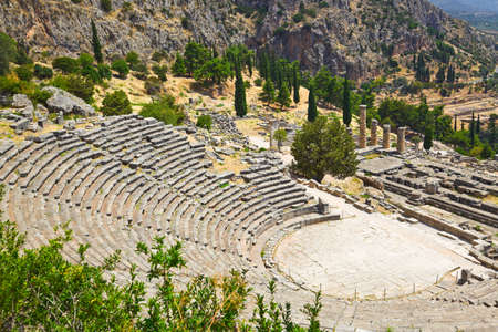 Ruins of the ancient city Delphi, Greece - archaeology backgroundの写真素材