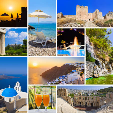 Collage of Greece travel images - nature and tourism background (my photos)のeditorial素材