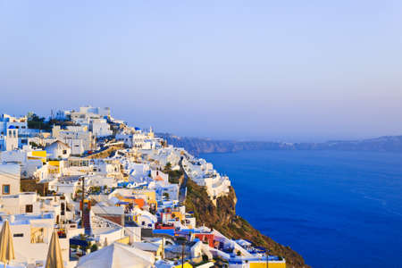 Santorini sunset  Firostefani  - Greece vacation backgroundのeditorial素材