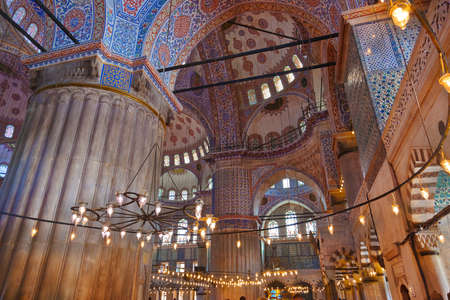 Blue mosque interior in Istanbul Turkey - architecture religion backgroundのeditorial素材
