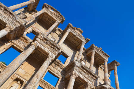 Facade of ancient Celsius Library in Ephesus Turkey