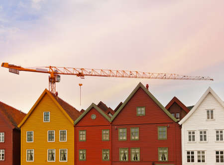 Construction crane in Bergen Norway - architecture backgroundのeditorial素材