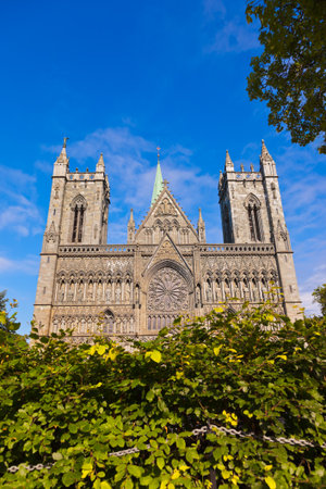 Cathedral in Trondheim Norway - architecture backgroundの写真素材