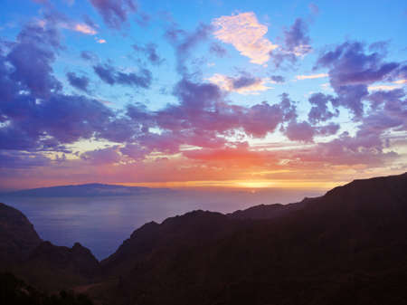 Sunset in canyon Masca at Tenerife island - Canary Spainの写真素材