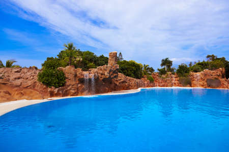 Waterfall in park at Tenerife Canary - nature travel backgroundのeditorial素材