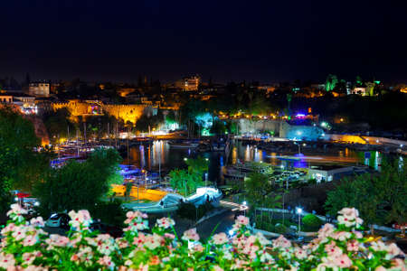 Old town Kaleici in Antalya, Turkey at night の写真素材