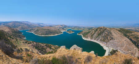 Panoramic view from ancient city of Pergamon to the lake  Turkey の写真素材
