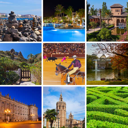 Collage of Spain images - nature and architecture background (my photos)のeditorial素材