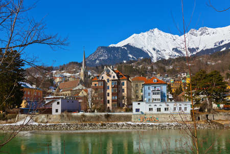Innsbruck Austria - architecture and nature backgroundのeditorial素材