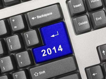 Computer keyboard with 2014 key - holiday conceptの写真素材