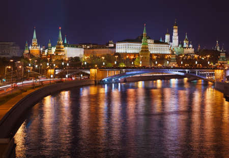Kremlin in Moscow Russia at nightの写真素材