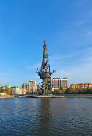 Monument to Peter the Great in Moscow Russiaの写真素材