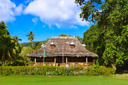 Retro colonial house at Seychelles - travel backgroundのeditorial素材