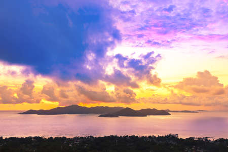 Island Praslin Seychelles at sunset - nature backgroundの写真素材