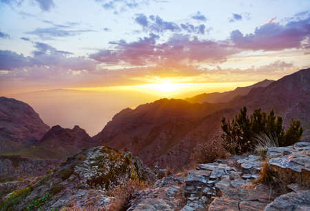 Sunset in canyon Masca at Tenerife island - Canary Spainの写真素材