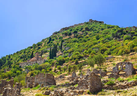 Ruins of old town in Mystras, Greece - archaeology backgroundの写真素材