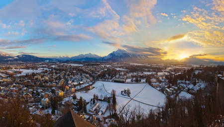 Salzburg Austria at sunset - architecture background