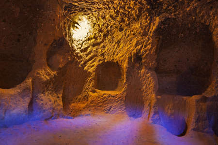 Derinkuyu cave city in Cappadocia Turkey - travel backgroundの写真素材