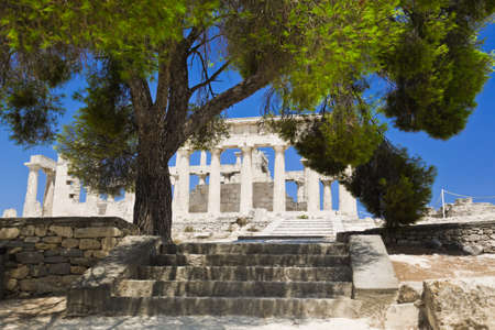 Ruins of temple on island Aegina, Greece - archaeology backgroundの写真素材
