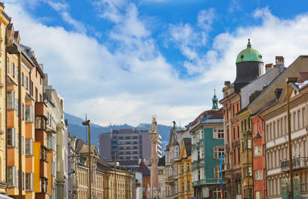 Our Lady statue at old town in Innsbruck Austria - architecture backgroundのeditorial素材