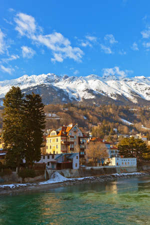 Innsbruck Austria - architecture and nature backgroundのeditorial素材