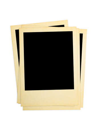 Retro photo cards isolated on white backgroundの写真素材