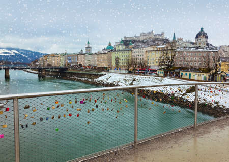 Love locks in Salzburg Austria - wedding backgroundの写真素材