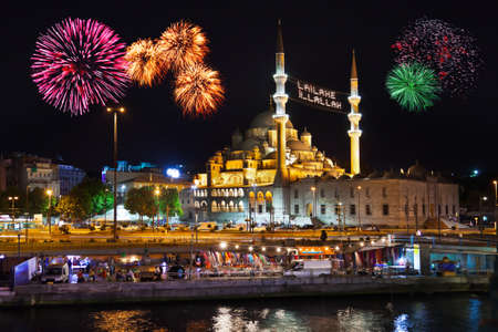 Fireworks in Istanbul Turkey - holiday backgroundのeditorial素材